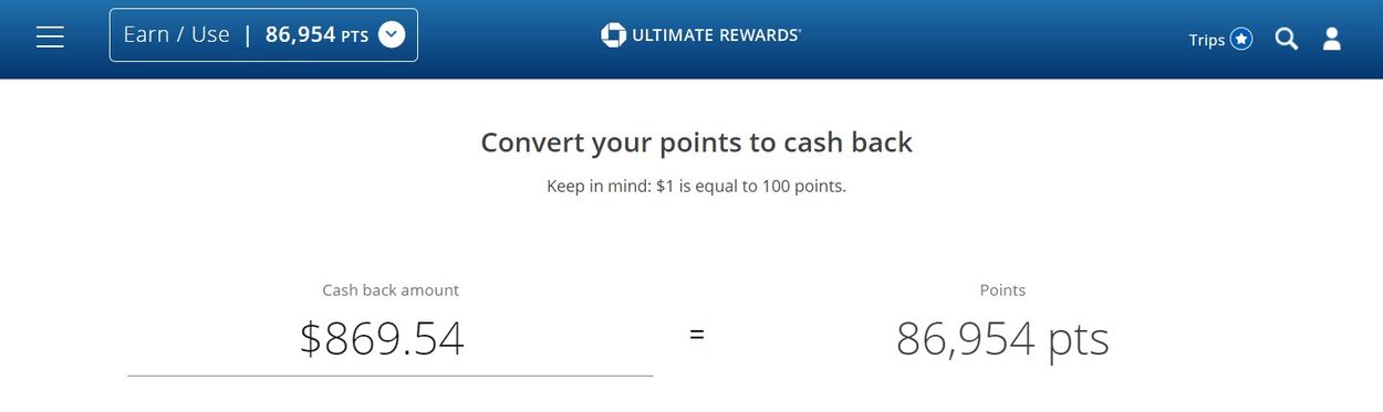 Chase points to cash back