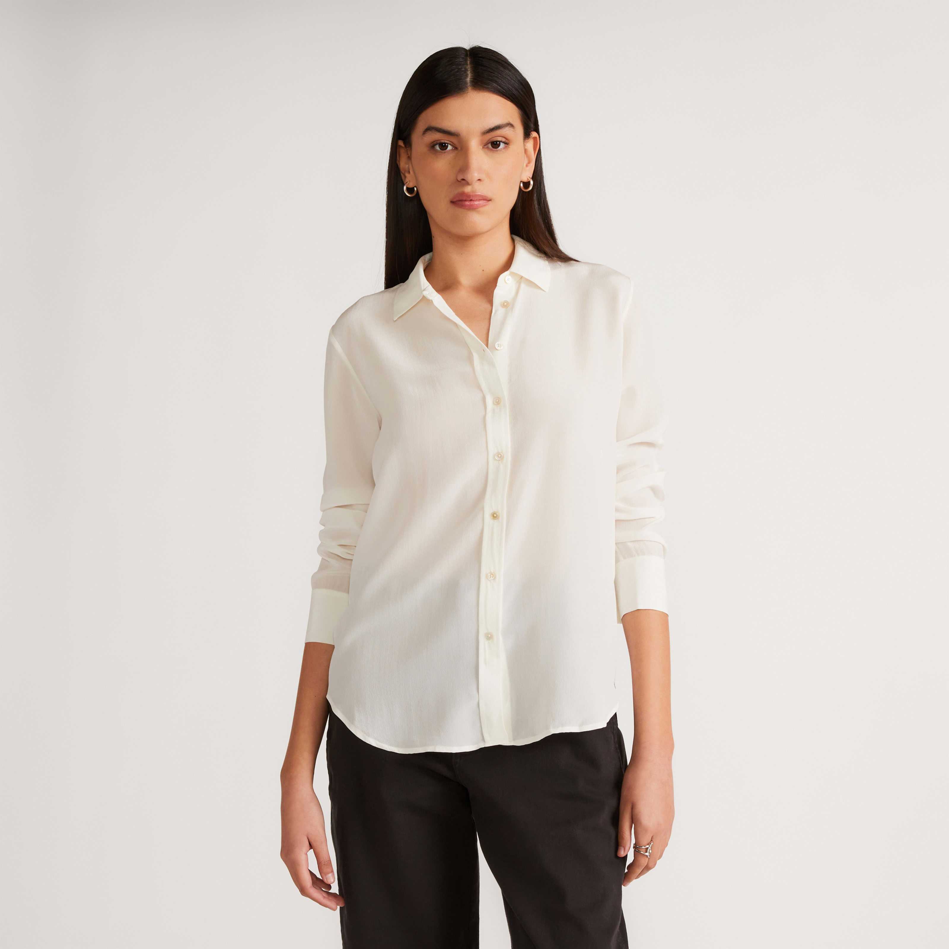 Women's Washable Clean Silk Relaxed Shirt by Everlane in Off White, Size 8