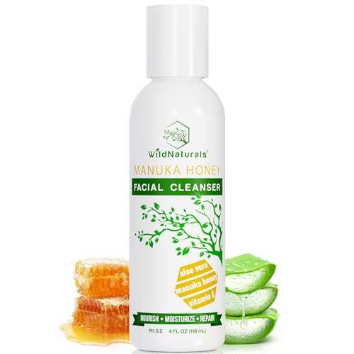 Face Wash - Gentle Face Cleanser Facial Scrub with Aloe Vera Extract & Manuka Honey - Hydrating Facial Cleanser for Dry & Sensitive Skin Oil Face Cleanser - Repairs & Soothes Irritated & Damaged Skin