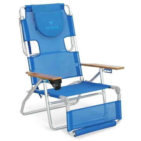 Ostrich 3N1 Lightweight Outdoor Beach Lounge Chair with Footrest Blue