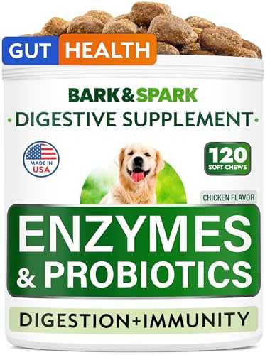 Bark&Spark Dog Probiotics & Digestive Enzymes (Gut Health) Allergy & Itchy Skin - Pet Diarrhea Gas Treatment Upset Stomach Relief Pill, Digestion Health Prebiotic Supplement Tummy Treat (120Ct Bacon)