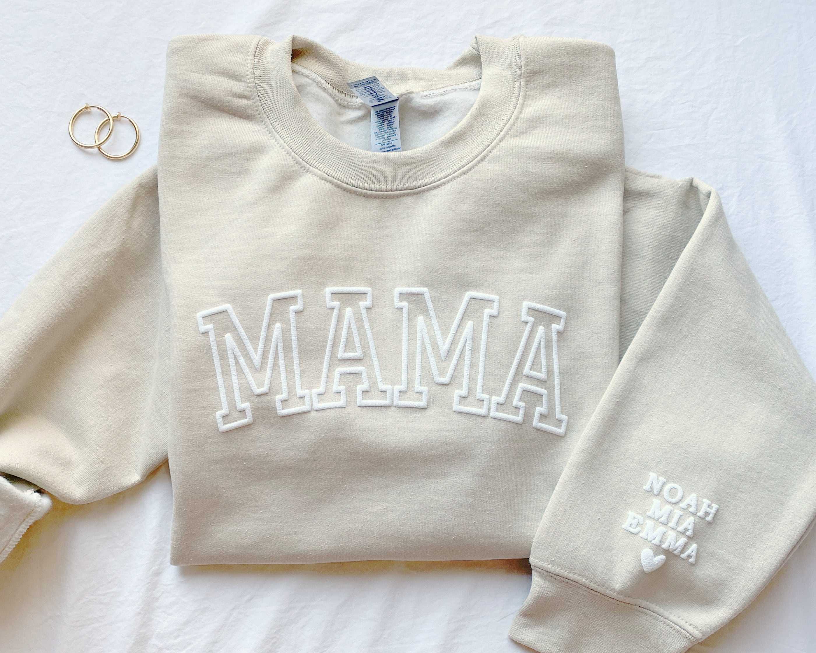 Personalized Mama Sweatshirt With Kid Names On Sleeve, Mothers Day Gift, Birthday Gift For Mom, New Mom Minimalist Cool Sweater