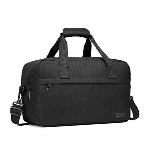 Kono Travel Duffel Bag 20L Under Seat Carry-on Bag Sports Tote Gym Bag Weekender Overnight Bags 15.75"x9.84"x7.87" Black