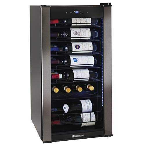 Wine Enthusiast VinoView 28-Bottle Wine Fridge - Freestanding Refrigerator with Matrix Shelves, Adjustable 39-65° F Thermostat, Double Pane Glass Door, & LED Display