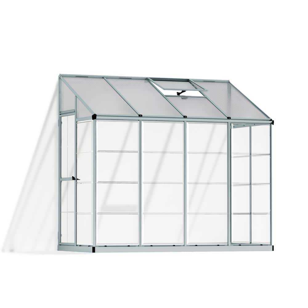 Lean to Grow 8 ft. 4 ft. Hybrid Silver/Clear DIY Greenhouse Kit