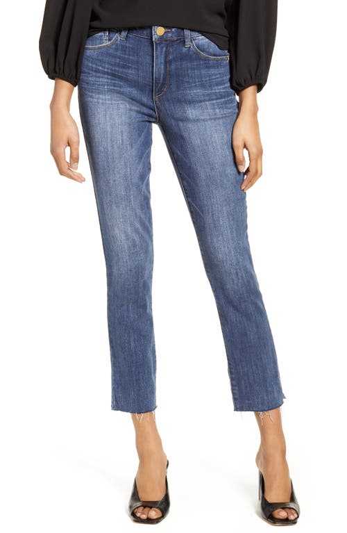 Wit & Wisdom 'Ab'Solution High Waist Raw Hem Skinny Crop Jeans in Blue at Nordstrom, Size 2
