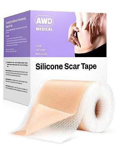 AWD Silicone Scar Sheets for Surgical Scars - Medical Grade Silicone Scar Tape for C Section, Tummy Tuck Tape, Keloid Treatment - Silicone Skin Patches After Surgery Must Haves (1.6" x 60" Roll)