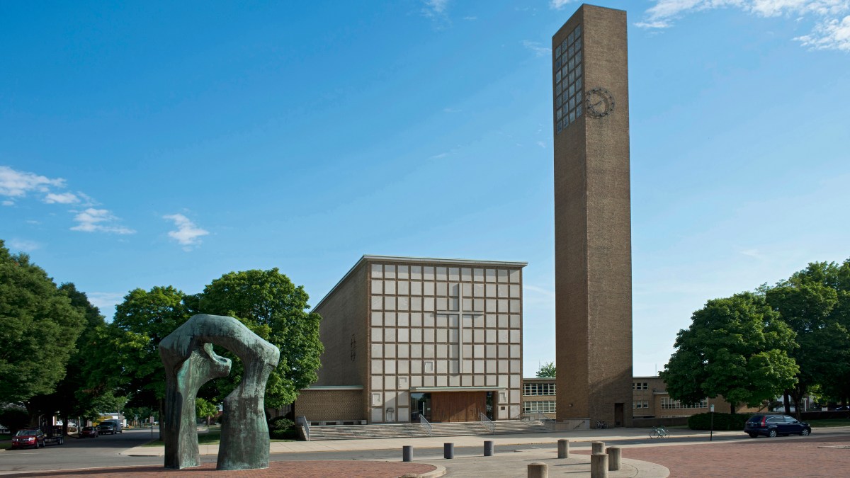 First Christian Church, Columbus, Indiana, Columbus, United States, Architect: Eliel Saarinen, 1942.