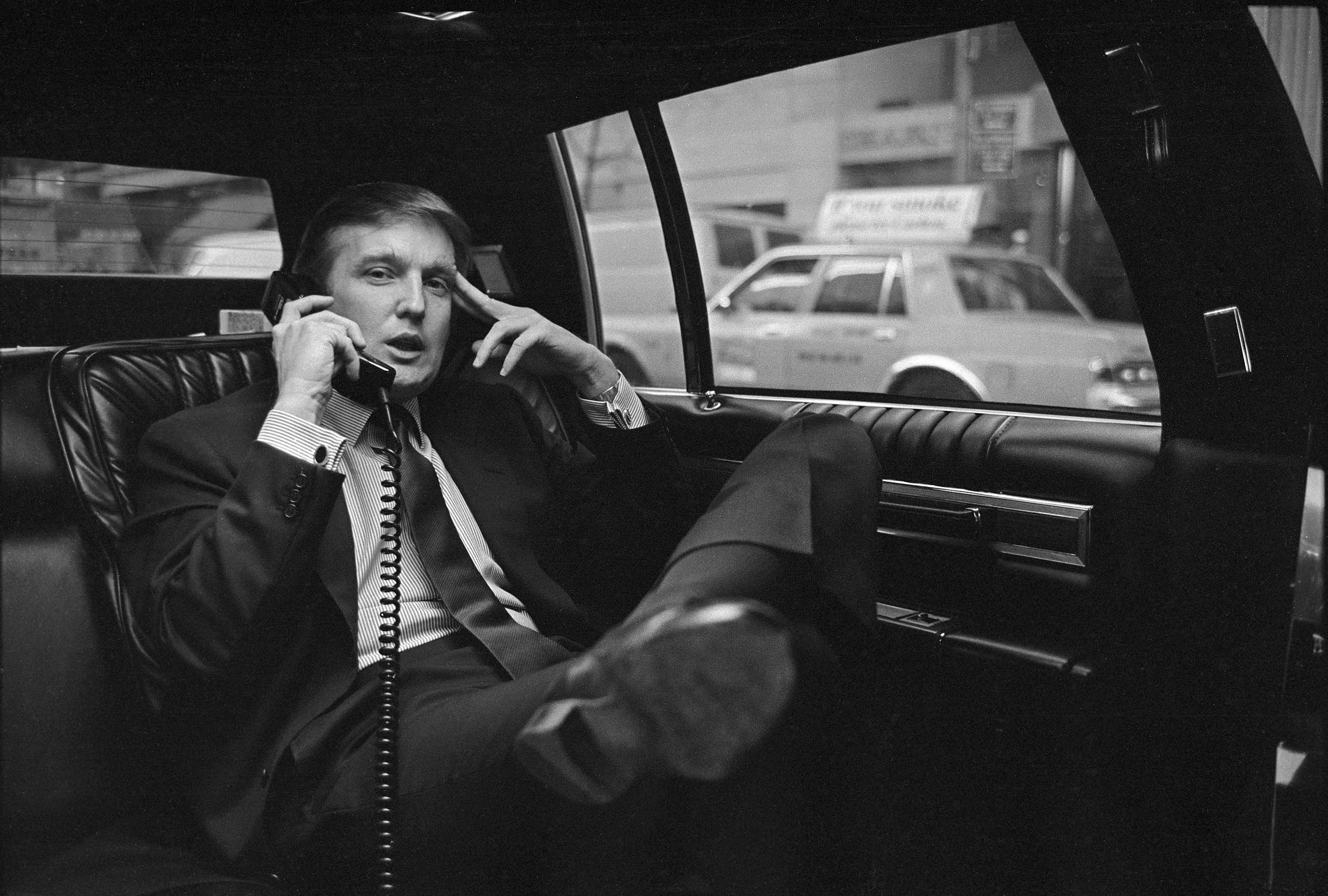 Donald Trump on the phone in his car