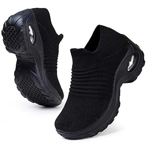 HKR Women's Walking Shoes Arch Support Knit Upper Non Slip Shoes