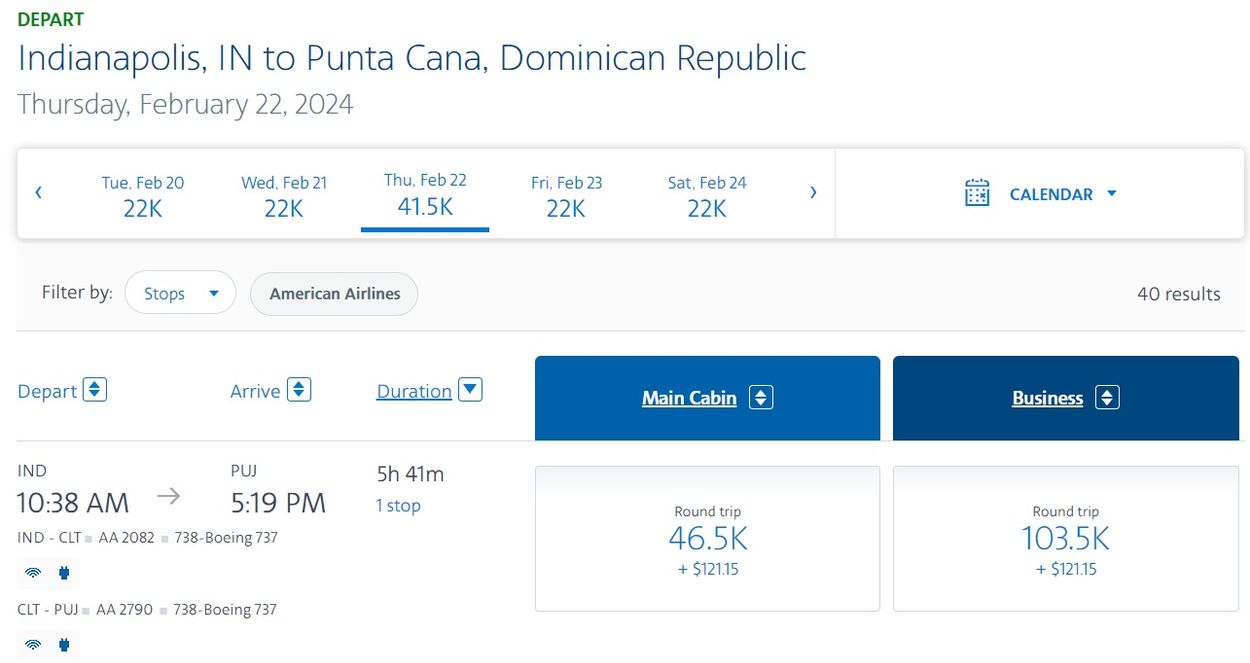 Ind to punta cana miles
