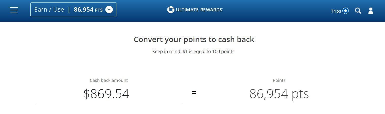 Chase points to cash back