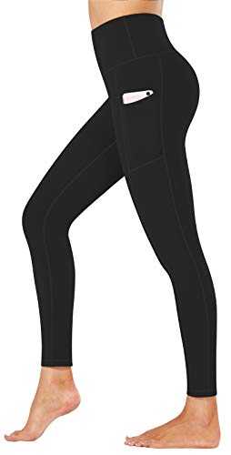 Fengbay High Waist Yoga Pants, Pocket Yoga Pants Tummy Control Workout Running 4 Way Stretch Yoga Leggings Black