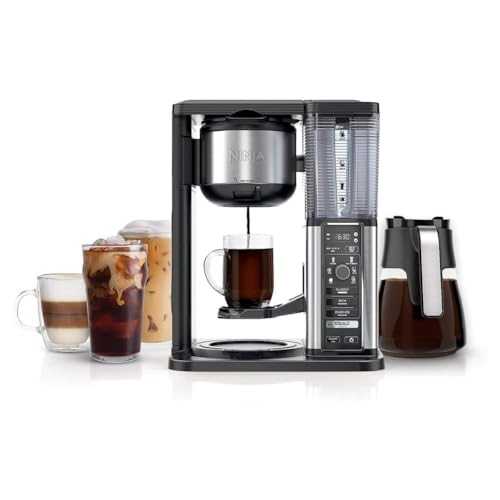 Ninja CM401 Specialty 10-Cup Coffee Maker with 4 Brew Styles for Ground Coffee, Built-in Water Reservoir, Fold-Away Frother & Glass Carafe, Black