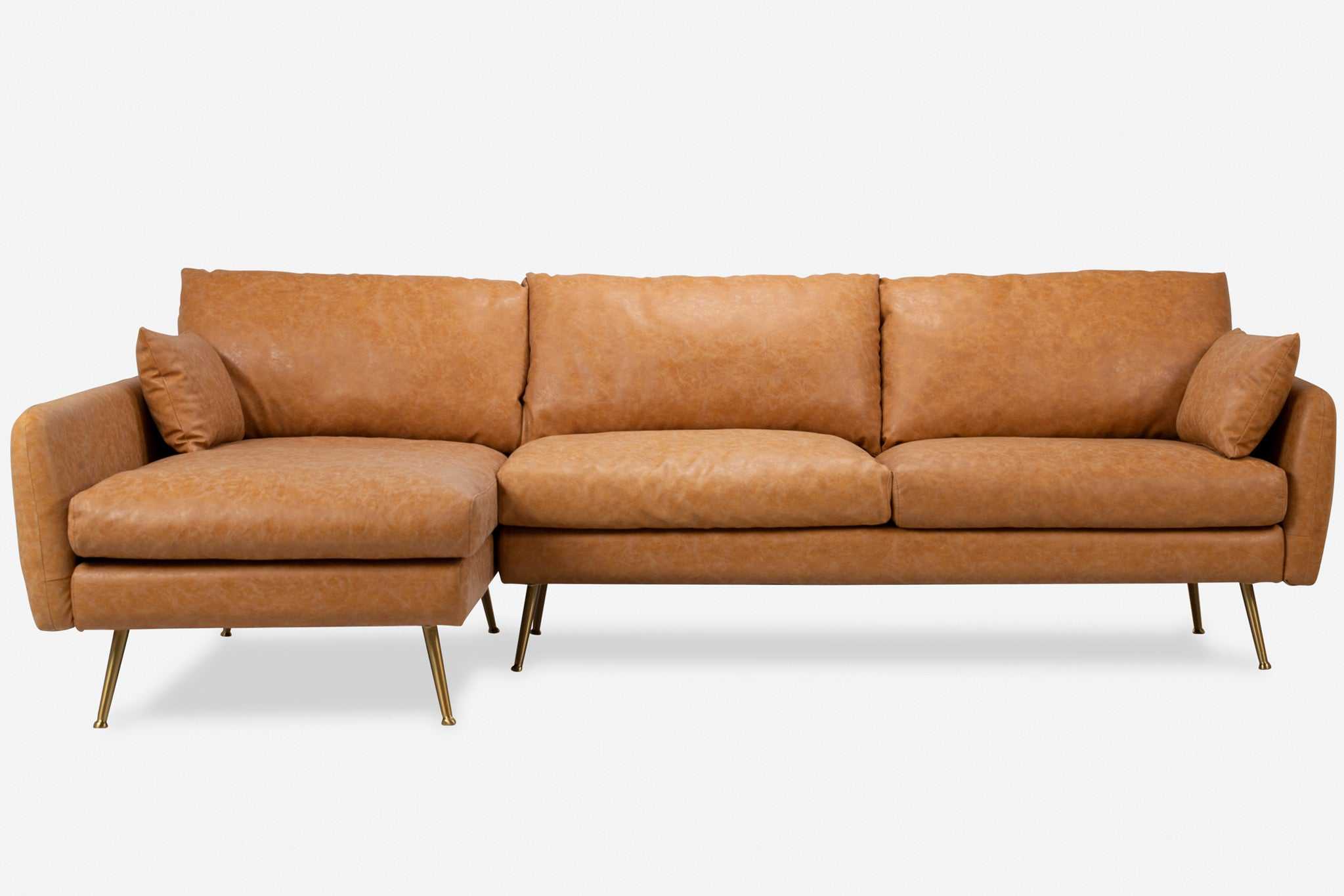 Albany Park / Park Sectional Sofa - Vegan Leather / Gold