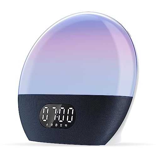 WiiM Wake-up Light, Alexa Built-in, Unlimited Sound Choices, All-in-One Sunrise Alarm Clock, Sound Machine, Sleep Routines and More -Sea Blue Green