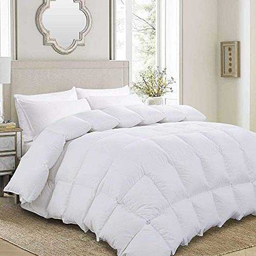 HOMBYS Feather and Down Comforter, Oversized King Comforter 120 x 128, White Extra Large Duvet Insert for All Season, 100% Cotton Cover Down Proof with Corner Tabs