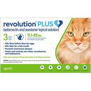 Revolution Plus Topical Solution for Cats, 11.1-22 lbs, (Green Box)