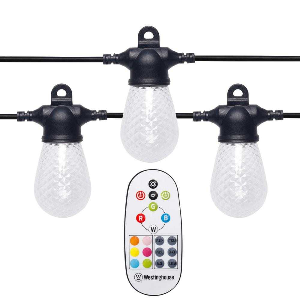 Westinghouse Outdoor 48 ft. 24-Light Solar Powered Edison Bulb LED String Light with Color Change Feature and Remote
