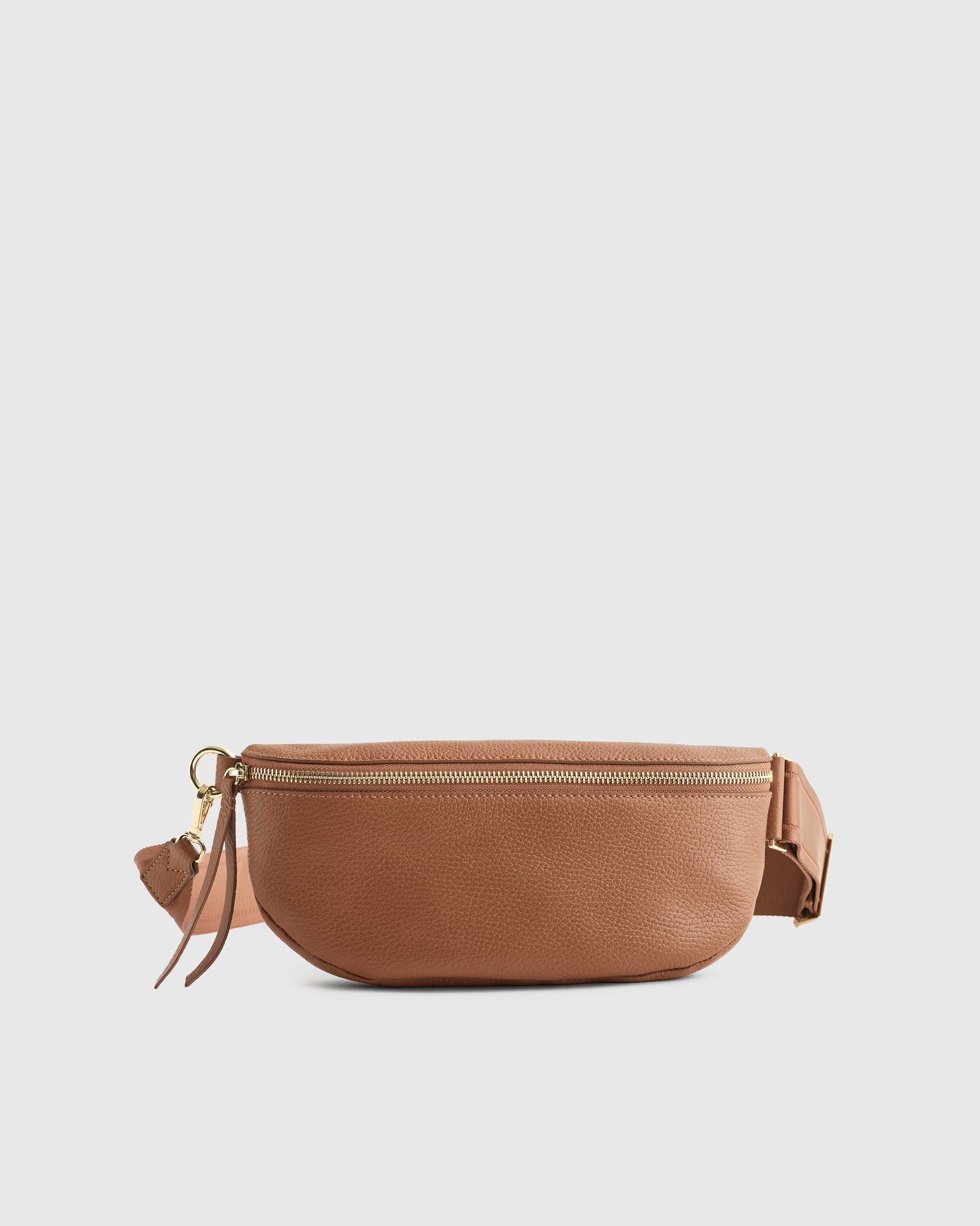 Quince | Women's Italian Pebbled Leather Sling Bag in Cognac, Italian Leather