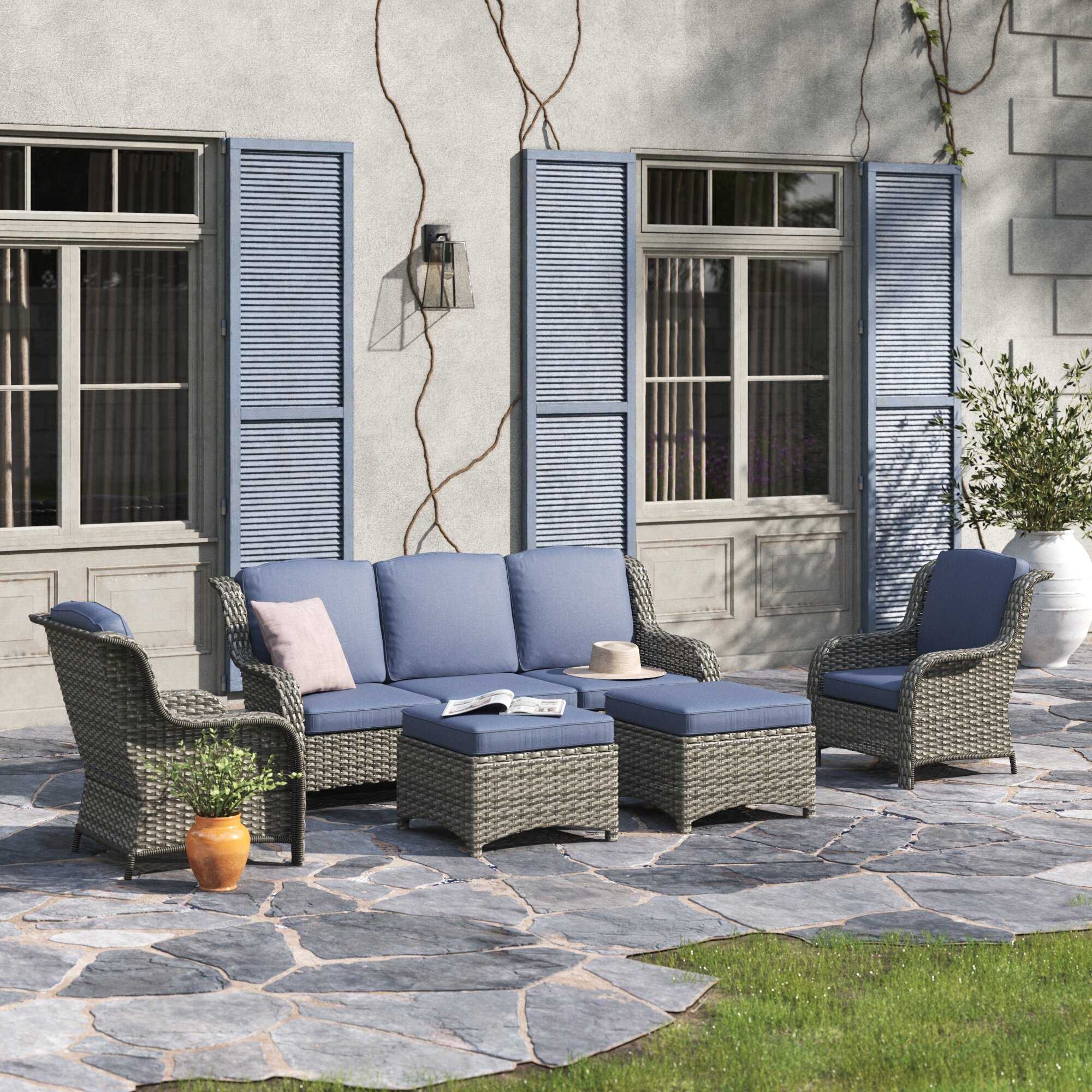 Amanda 5 - Person Outdoor Seating Group with Cushions