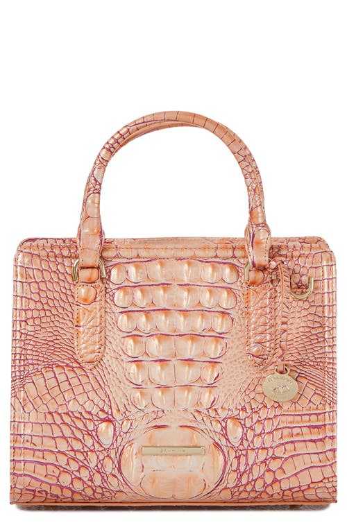 Brahmin Cami Croc Embossed Leather Satchel in Apricot Rose at Nordstrom