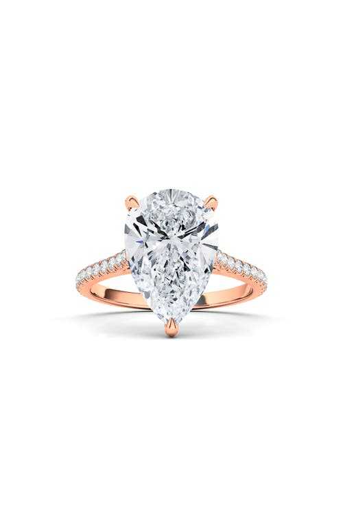 HauteCarat Pear Cut & Pavé Lab Created Diamond 18K Gold Ring in 18K Rose Gold at Nordstrom, Size 5