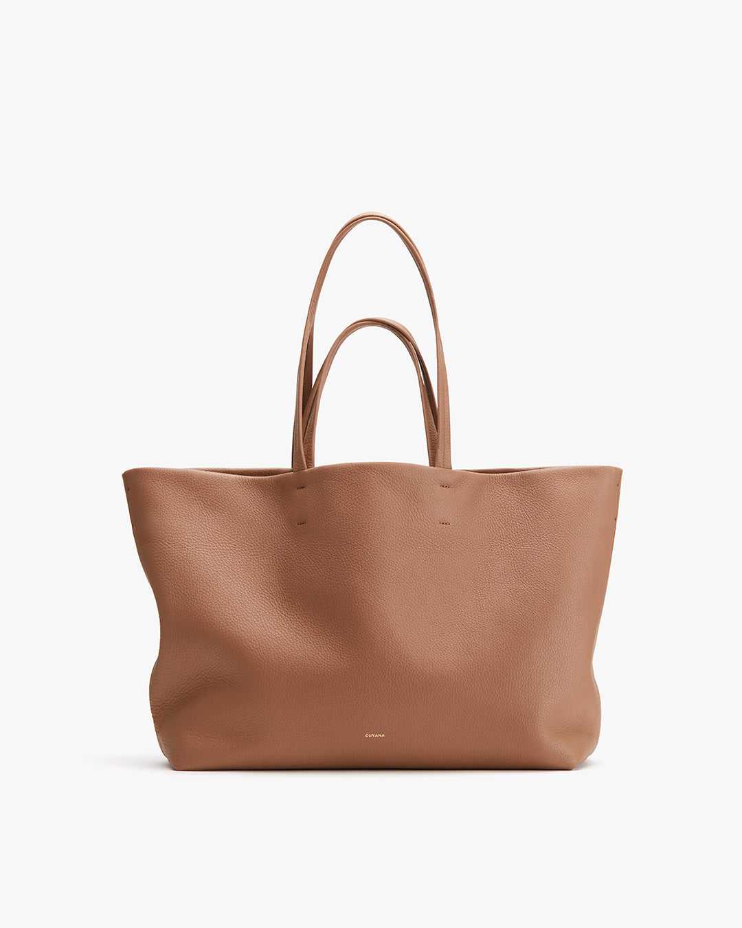 Cuyana Easy Tote Bag in Italian Pebbled Leather, Brown | Women's Work & Travel Totes