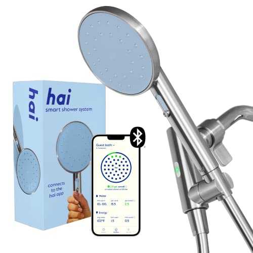 hai Smart Shower Head, Bluetooth Handheld Water Saving Showerhead with Adjustable High Pressure to Spa-Like Mist, Stainless Steel, Easy Installation, Customizable LED Lights, Surf, 1.8 GPM