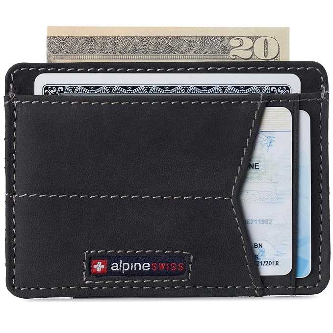 Alpine Swiss Mens Slimfold Wallet RFID Blocking Genuine Leather Thin Bifold FPW