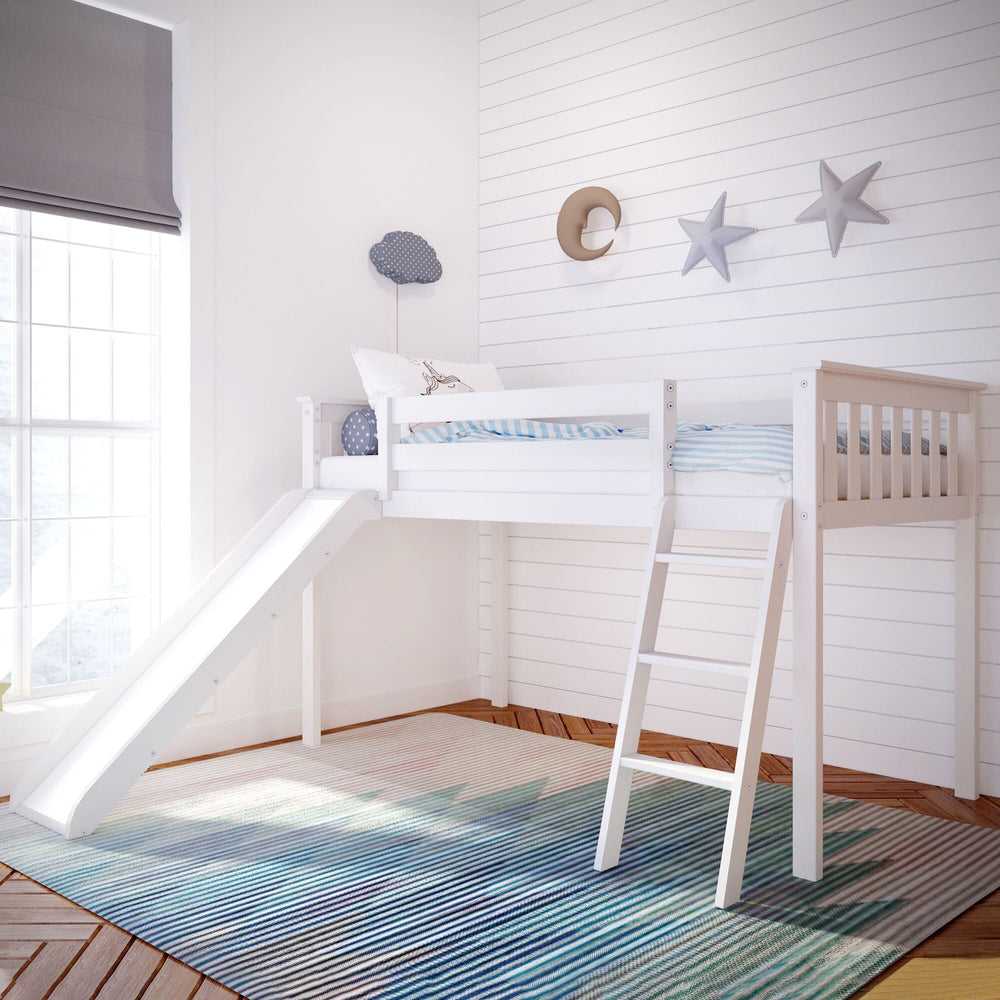 Max and Lily Twin Size Low Loft with Slide