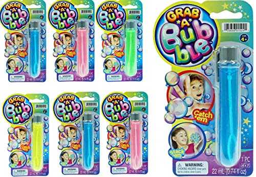 JA-RU Grab a Bubble - Touchable Mini Bubbles Wand Toy (6 Pack Assorted Color) | Small Bubble Wands for Kids | Summer Celebration Kid Toys | Party Favors Birthday Gift Goodie in Bulk.1524-6