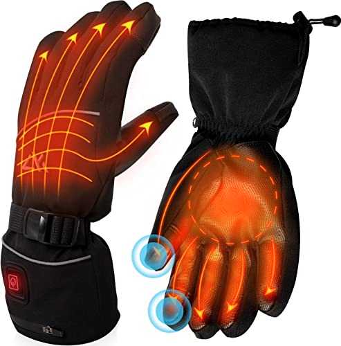 AKASO Heated Gloves for Men Women, Electric Heated Ski Gloves with 3 Heating Modes, Thermal Insulation Winter Hand Warmers with Rechargeable Battery-Overheating Protection- Best Gift, Black(L)
