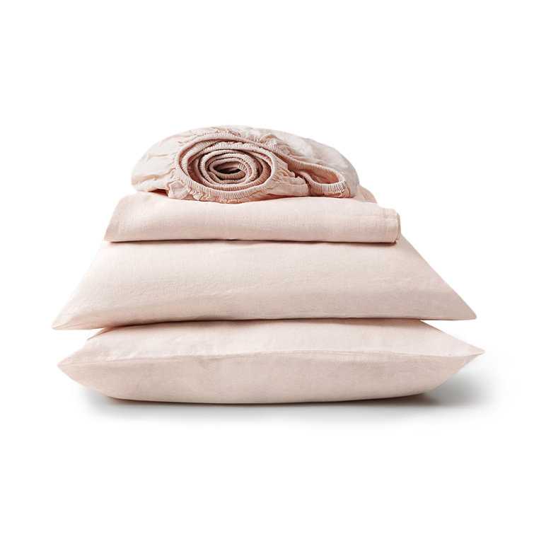 Blush Pink Belgian Flax Linen Sheet Set