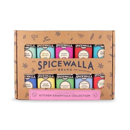 Spicewalla Essential Spices and Seasonings Set 10 Pack Variety | Garlic, Onion, Paprika, Crushed Red Pepper, Oregano, & more| Kitchen Cooking Set for Apartment and Home | House Warming Gift Set