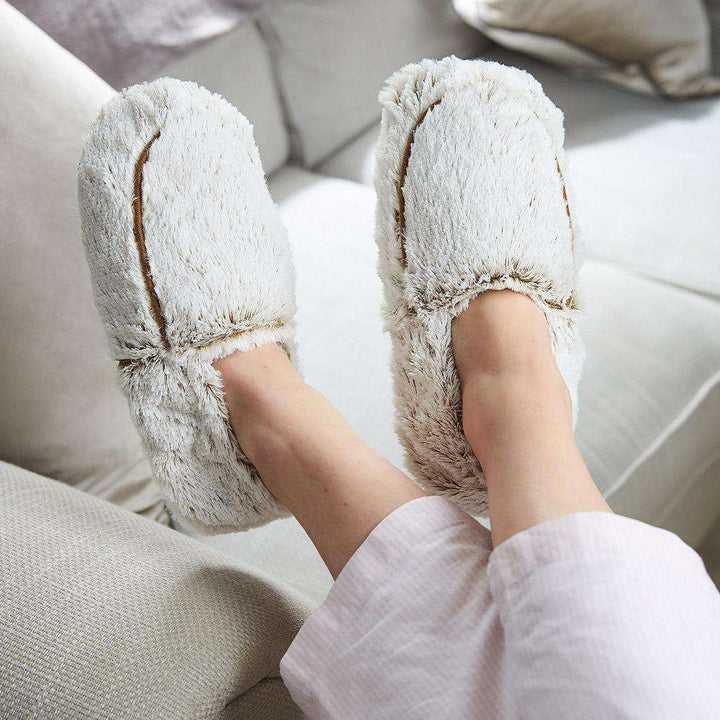 Warmies¨ Slippers Marshmallow Brown - Heatable House Slippers - Fully Microwavable - Gently Scented With French Lavender - Non-S