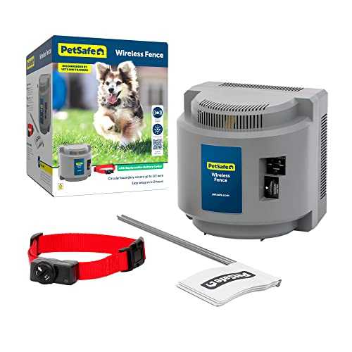 PetSafe America's Safest Pet Fence - The Original Wireless Containment System - Covers up to 1/2 Acre for dogs 8lbs+, Tone / Static - Parent Company INVISIBLE FENCE Brand