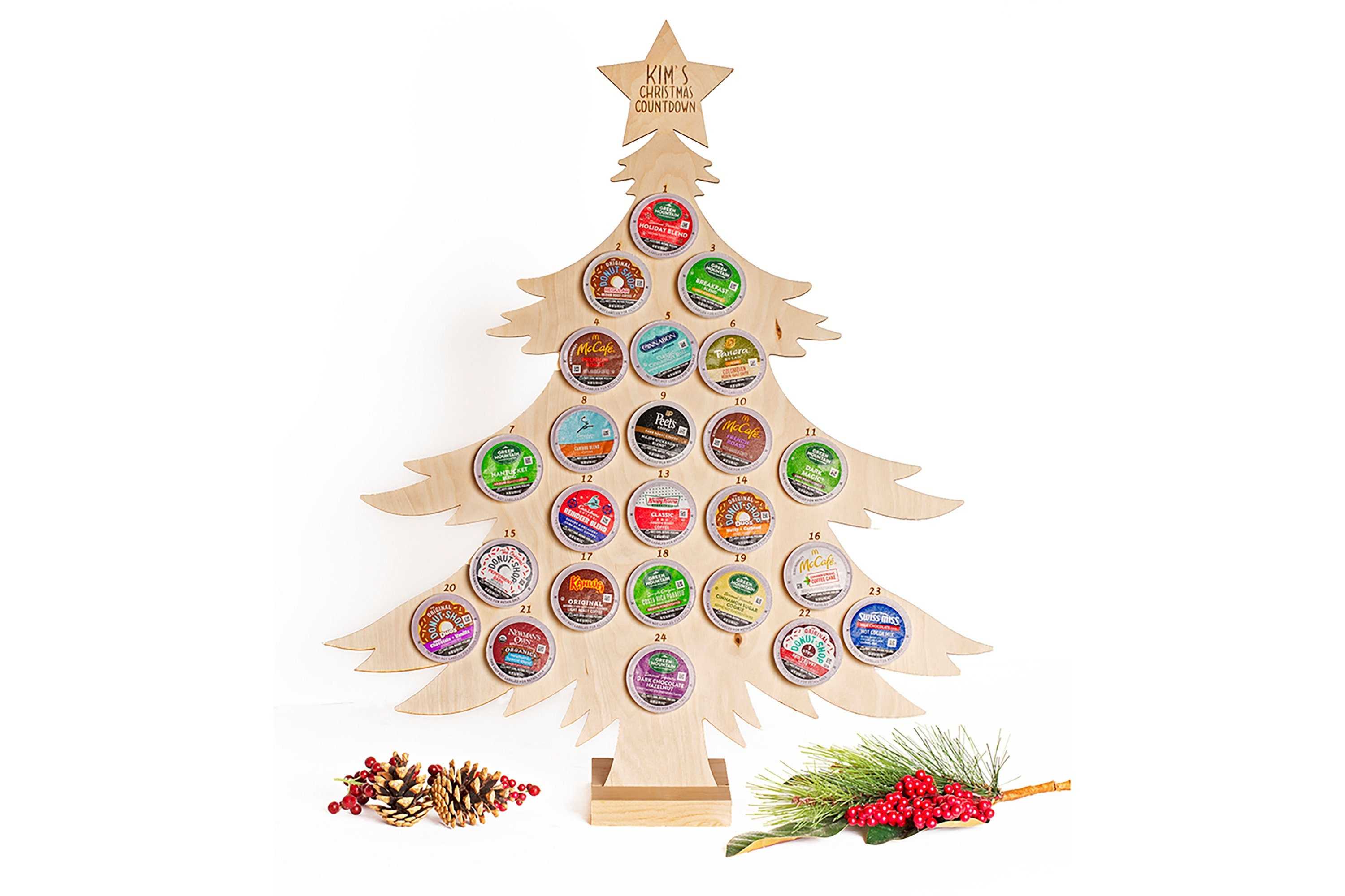 K- Cup Advent Calendar - Coffee Pods Added Personalized Include Pod Holder Christmas Tree