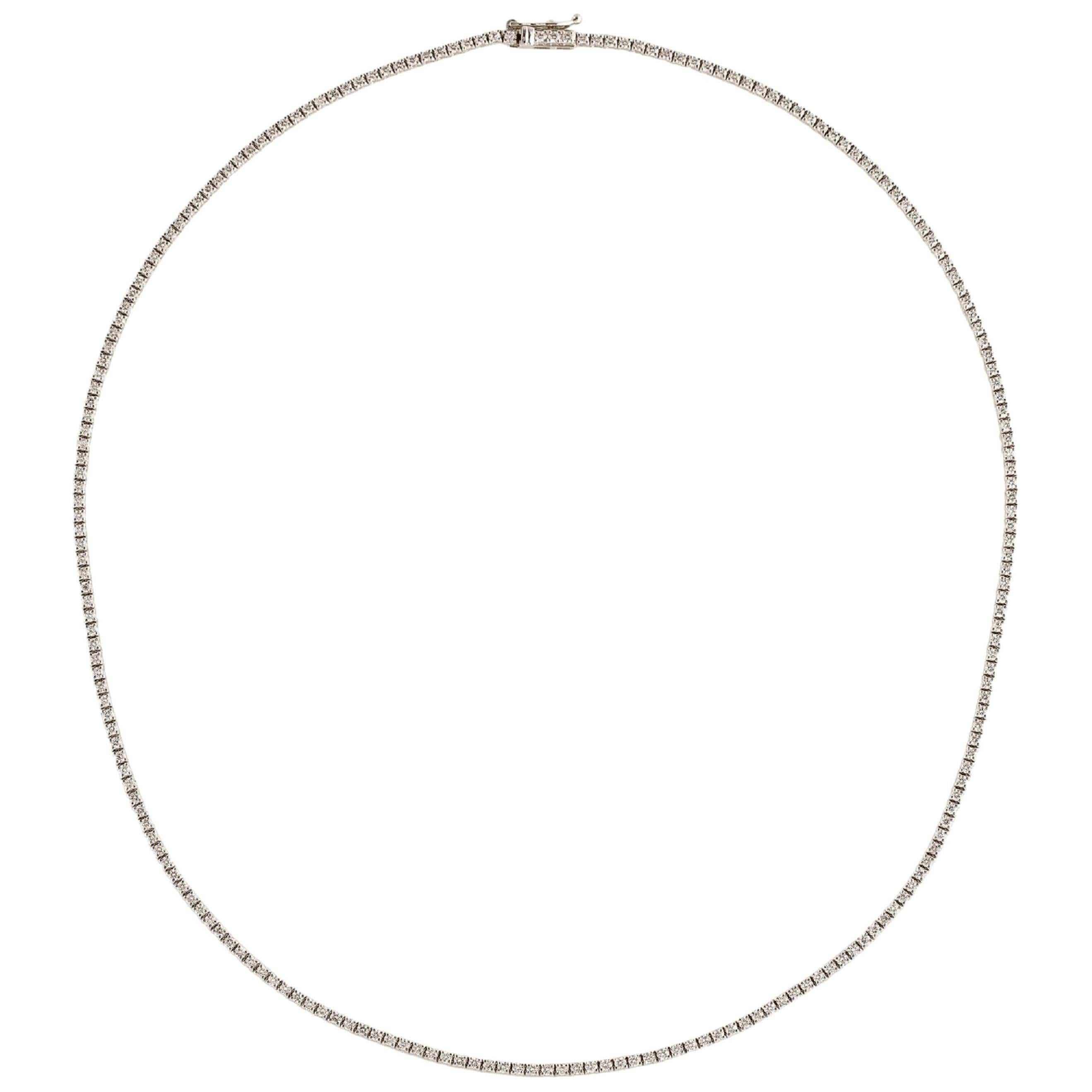 14 Karat White Gold 3.12 Carat Diamond Tennis Necklace
