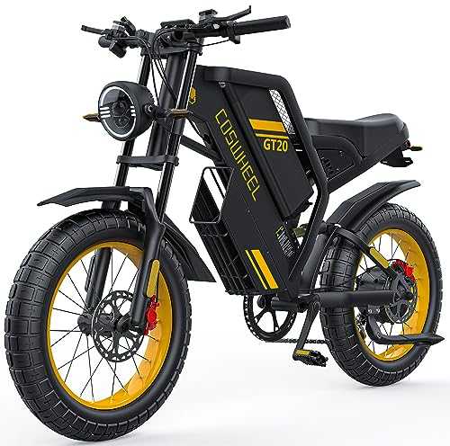 COSWHEEL GT20 Electric Bike for Adults, Electric Dirt Bike with 1500W Motor 48V/25Ah Removable Battery, Up to 31MPH & 93 Miles, Electric Motorcycle with 7-Speed, 20" x 4.0 Fat Tire Ebikes for Adults