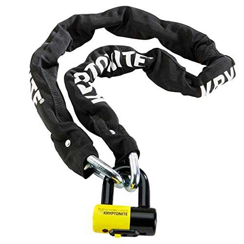 Kryptonite New York Legend 1515 Bike Chain Lock, 5 Feet Long 14.5mm Steel Chain 14.7 Pounds Heavy Duty Anti-Theft Bicycle Chain Lock with Keys, 10/10 Security Rating for E-Bike, Motorcycle, E-Scooter