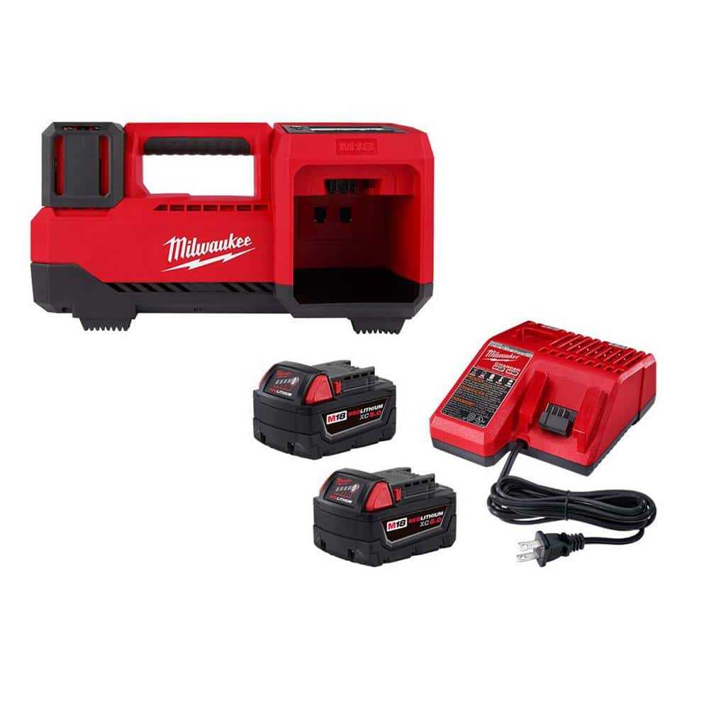 Milwaukee M18 18-Volt Lithium-Ion Cordless Inflator with Two 5.0ah and Charger