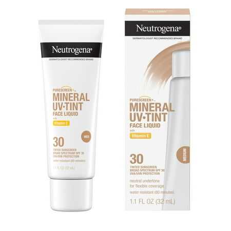 Neutrogena Purescreen+ Tinted Mineral Face Sunscreen Medium 1.1 fl oz