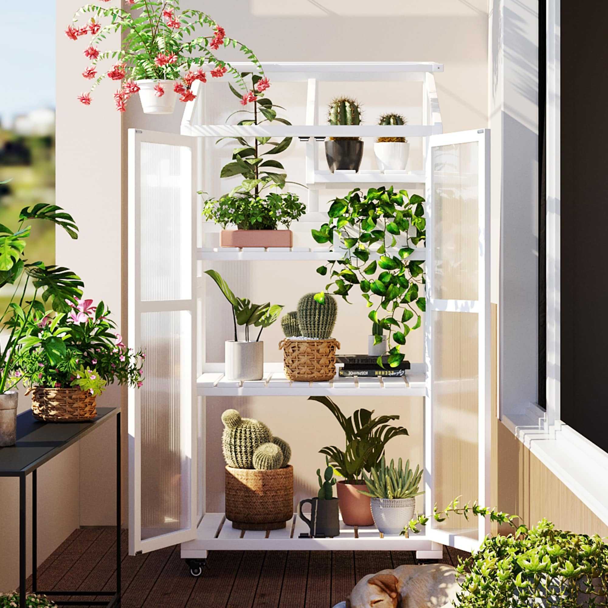 Clihome Mini Greenhouse Cold Frame 2.7-ft L x 1.87-ft W x 5.17-ft H White Greenhouse Kit | CL-TP23WH