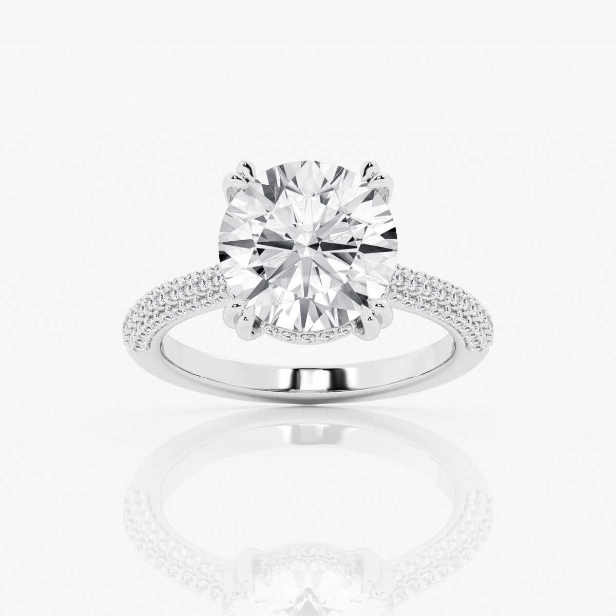 Badgley Mischka Near-Colorless 4 1/2 ctw Round Lab Grown Diamond Double Prong Halo Engagement Ring 18K White Gold GH, VS2+