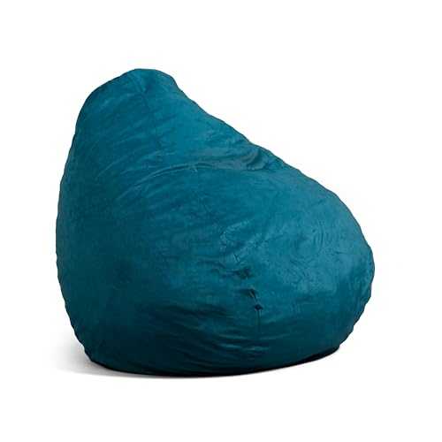 Big Joe Lotus Foam Filled Teardrop Bean Bag Chair with Removable Cover, Teal Plush, Soft Polyester, 4 feet Big