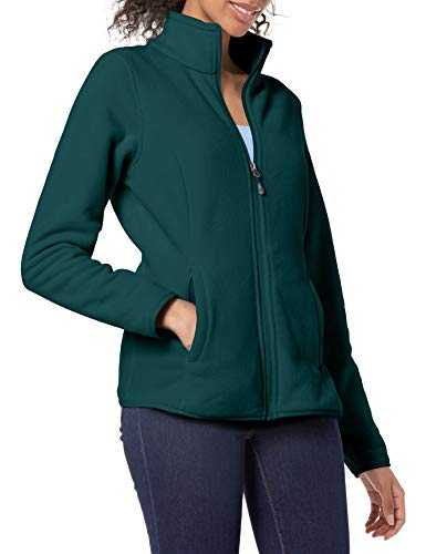 Amazon Essentials Women's Classic-Fit Full-Zip Polar Soft Fleece Jacket (Available in Plus Size), Dark Green Heather, Medium