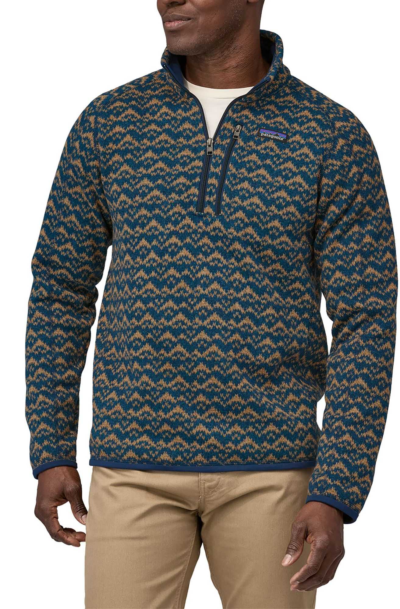 Patagonia Men's Better Sweater 1/4 Zip Pullover, Medium, Mountain Peak/New Navy