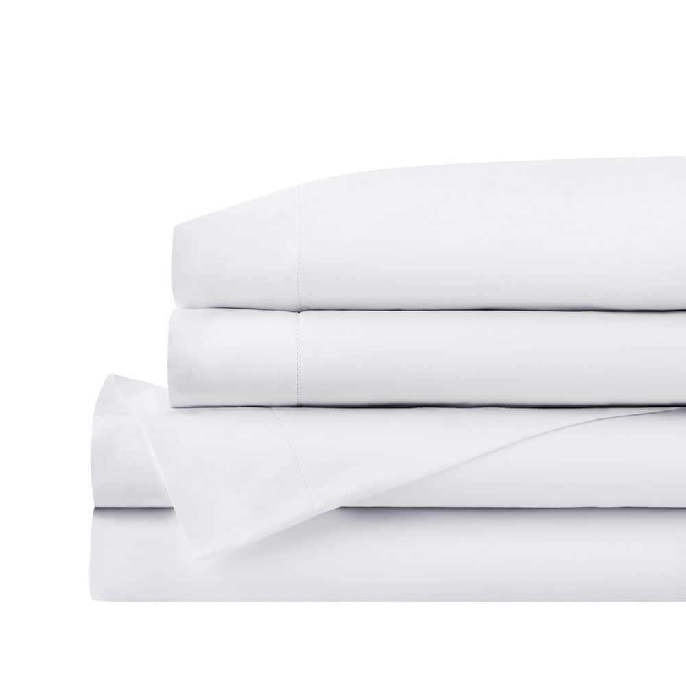 Home Decorators Collection 500 Thread Count Egyptian Cotton Sateen White 4-Piece King Sheet Set