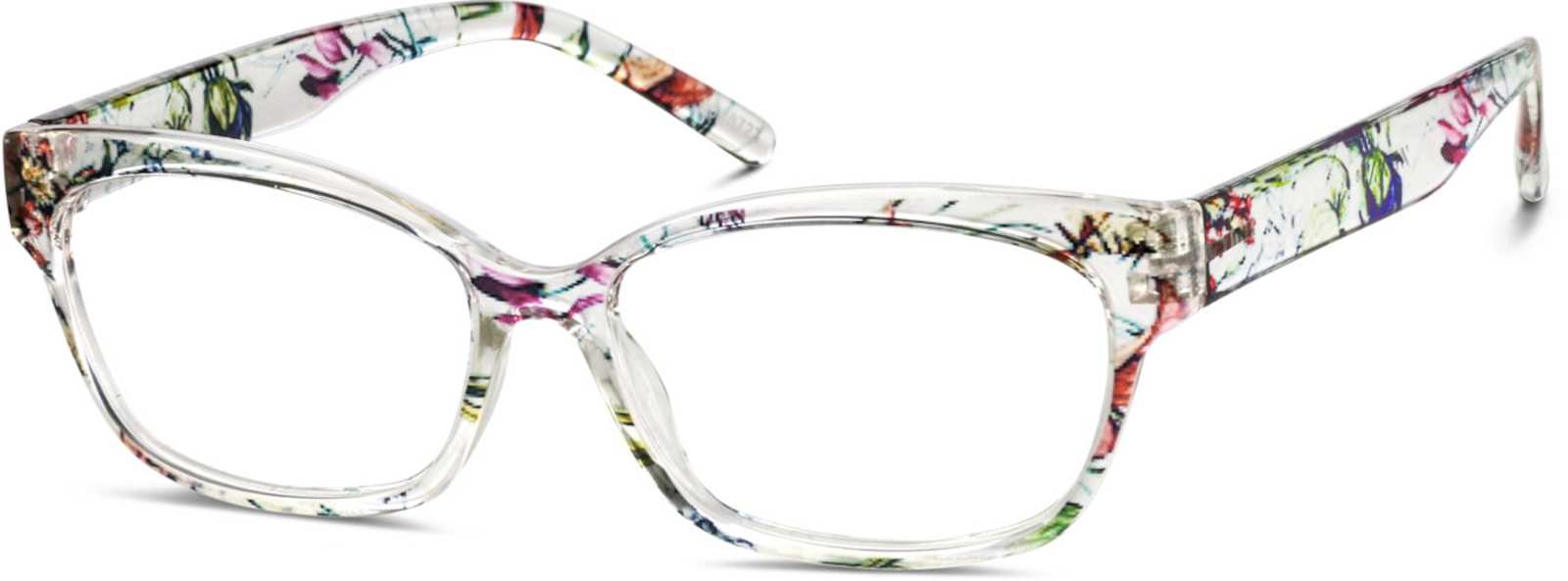 Zenni Women's Cat-Eye Prescription Glasses Floral Floral Plastic Full Rim Frame